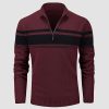 5b77e951af51686a0f188fcd96af79736b3a5ced61f21452971e4a2ac7cc1070.jpg Men's Sweater Half Zipper Turtleneck Warm Pullover Slim Fit Casual Comfortable Striped Knitted Sweaters
