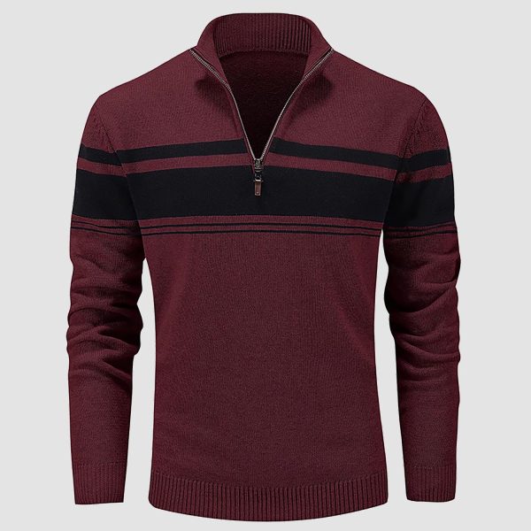 5b77e951af51686a0f188fcd96af79736b3a5ced61f21452971e4a2ac7cc1070.jpg Men's Sweater Half Zipper Turtleneck Warm Pullover Slim Fit Casual Comfortable Striped Knitted Sweaters