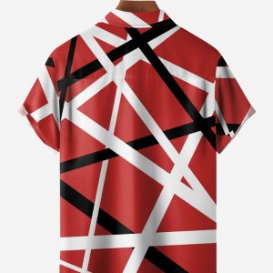 5caa89f505a80157786628d9ecac1abba6410f6ce6bd7583f3b61b0dac7d0828.jpg Geometric Lines Chest Pocket Short Sleeve Casual Shirt