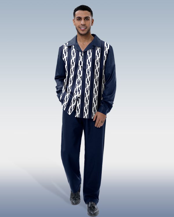 5d78555b4787cc8a809f0776b0403e3da8153f47ebe30cafb72eca6eff3c675e.jpg Navy Blue Casual Long Sleeve Shirt Walking Suit