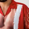 Men's New Santa Outfit Print Casual Breathable Hawaiian Short Sleeve Shirt