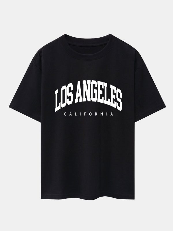 5e0eddc570f25a22307f530260aa1ea4ddbf264b907d96399dd35d9917e2633c.jpg Los Angeles Letter Print Oversize T-Shirt