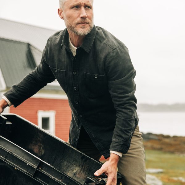 5f2ac54c3d00cccd7731d6e46c36577bd6416c140f28a79b9b1e31ead81a5b53.jpg The Lined Utility Shirt in Washed Black Denim