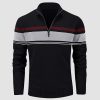 5f63976296b8619418593c6296bd2933f46b91c7d89f6737b25fb26e7cb44ec9.jpg Men's Sweater Half Zipper Turtleneck Warm Pullover Slim Fit Casual Comfortable Striped Knitted Sweaters