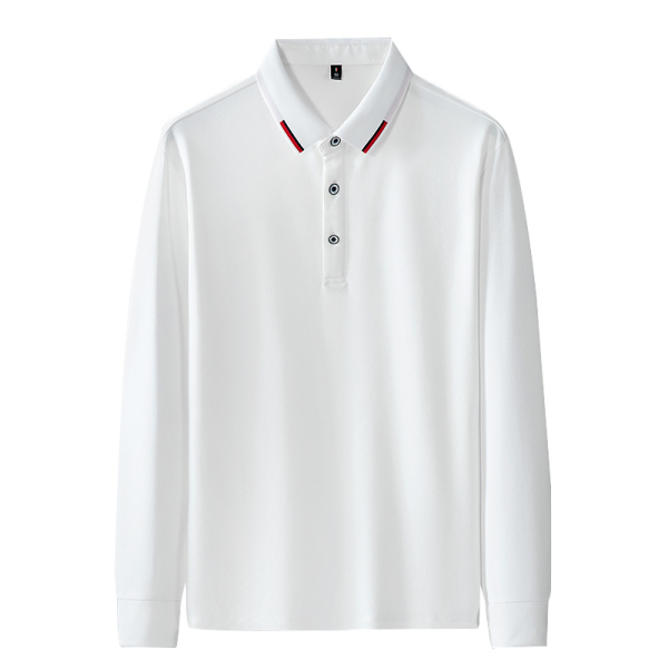 604a65b5687f1b7f9de4a6f76758a870e3c3130ccec187047b30d6c477fdd1b9.png Men's white lapel long sleeve polo shirt