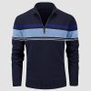 621d9e2e3d00c641dd62b1db6a821f31924446106d4de660297214cc2f291864.jpg Men's Sweater Half Zipper Turtleneck Warm Pullover Slim Fit Casual Comfortable Striped Knitted Sweaters