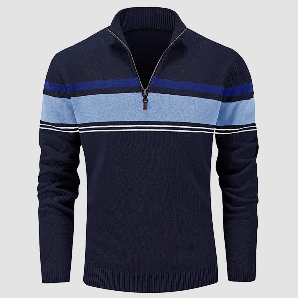621d9e2e3d00c641dd62b1db6a821f31924446106d4de660297214cc2f291864.jpg Men's Sweater Half Zipper Turtleneck Warm Pullover Slim Fit Casual Comfortable Striped Knitted Sweaters