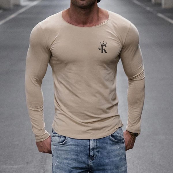 62a484f64a069e5748bf631db344202441e49941afdaefb92525344cee87bc35.jpg King Solid Color Slim Long-sleeved T-shirt