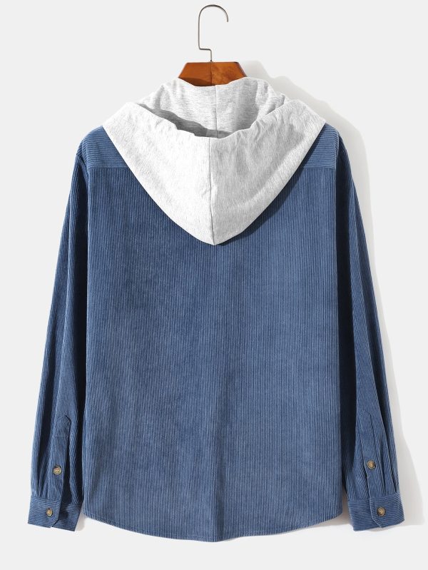 Long Sleeve Hooded Corduroy Overshirt