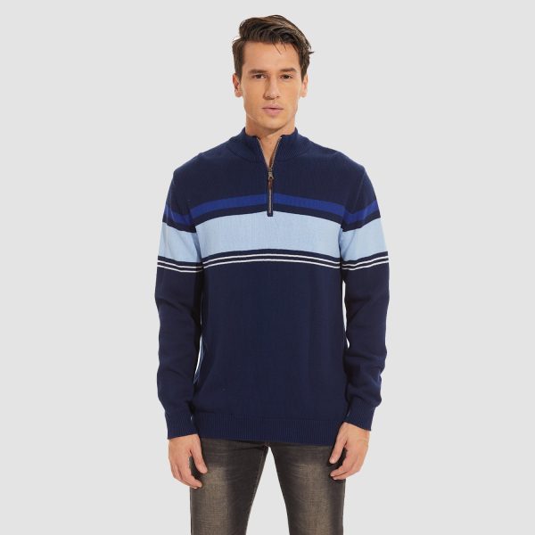 6460f7a78d724e152bb8a3f1ec5d56a8b01d49aa522983ae34dbb0ea3e4a781b.jpg Men's Sweater Half Zipper Turtleneck Warm Pullover Slim Fit Casual Comfortable Striped Knitted Sweaters