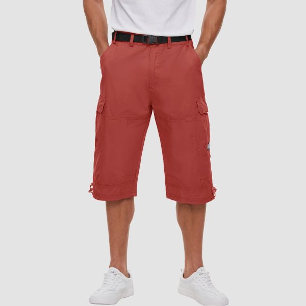 Men 3/4 Cargo Shorts Cotton Lightweight Ripstop with Multi-Pockets