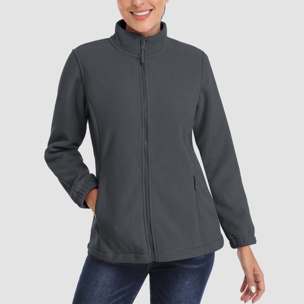 6a8c736b9b32c82e6b5a3bf3b9f98236f200ff82bd7e4576a6b6bf2b1ac673c5.jpg Women's Fleece Jacket Soft Full Zip Warm Long Sleeve with 2 Zipper Pockets Winter Jackets
