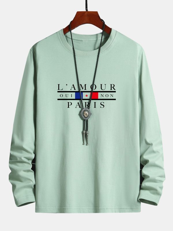 6ab837f1e75ae9a3a63e7be4b6e069c968068af9b330a528bdf2a24c283ea1dd.jpg Long Sleeve Paris Slogan Print Cotton T-Shirt
