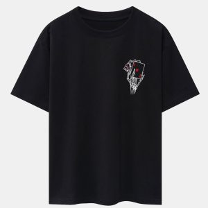 6bedf4f9004367c57e5438da58cdc890d0c4b0e93bf2d28d5316c2045a2a8a0f.jpg Skull Hand Ace of Hearts Back Print Oversize T-Shirt