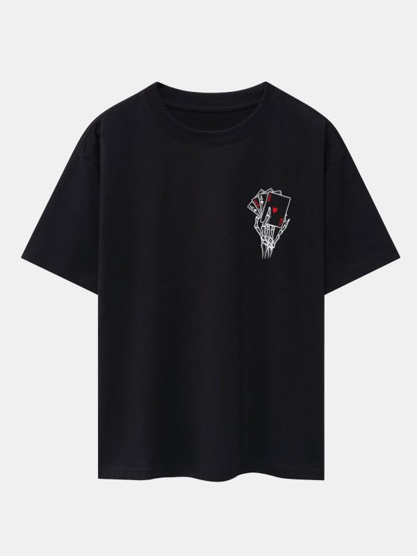 6bedf4f9004367c57e5438da58cdc890d0c4b0e93bf2d28d5316c2045a2a8a0f.jpg Skull Hand Ace of Hearts Back Print Oversize T-Shirt