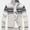 6c62f0e9463a6d808b9d76dd72024fc8110538fabc37498affe8069275f94b54.jpg Christmas Geometric Print Zip Up Sweater