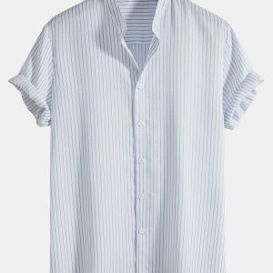 6c826c4b184924b137b4384836d30f56f5340b17d1d961e3dcfabbf166ee891d.jpg Striped Stand Collar Shirt