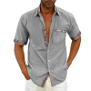 EvalonrealmTM Men's Casual Plaid Collar Button Summer Shirt