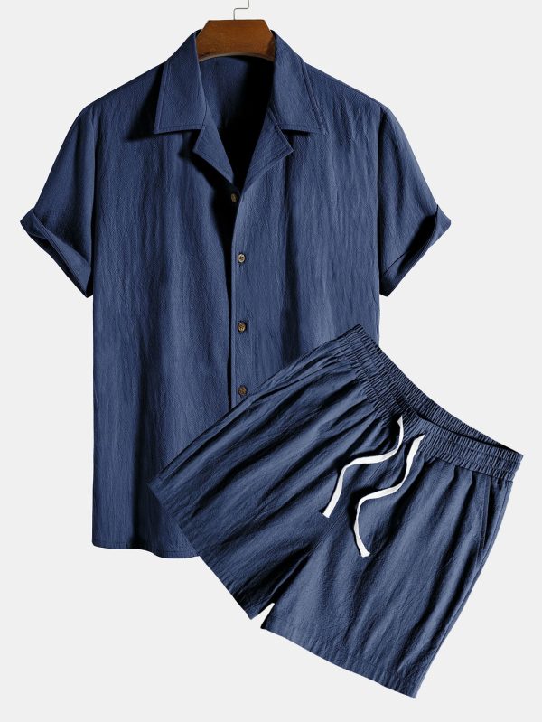 73202c6a34f1b4405177eba14b9b07797be7f5e118d528c259068853a5957b2b.jpg Textured Cotton Revere Shirt & 5" Shorts