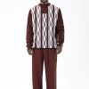 Suitmens Brown Knitted Walking Suit Long Sleeve Suit