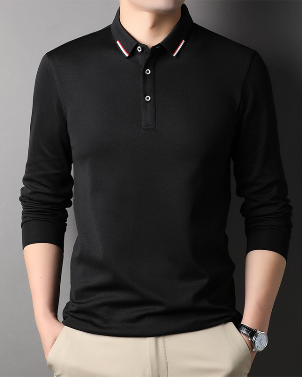 74ebca776c7a0168c76cb35b62e64ad299cce8d73b7288dfb17b2ff176fd06a1.png Men's navy blue lapel long sleeve polo shirt