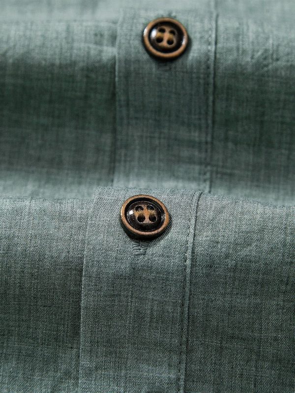 75e64e4adbab144bf2cd6f8cfead761d2de298a6b6fec7fb66dc2848f09f6445.jpg Short Sleeve Half Button Fly Henley Collar Shirt & Straight Leg Linen Pants