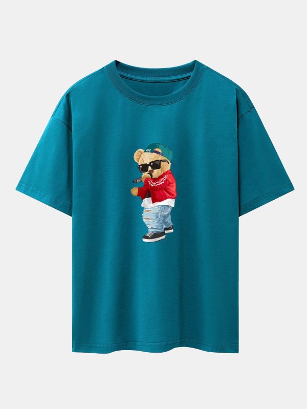 79462dd9dcaf6f13326543188939262a46987c000dc71b294c381c17565e612e.jpg Hip Hop Singer Bear Print Heavy Weight Oversize T-Shirt