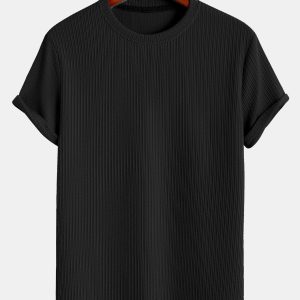 7a010616c56b781164d52b984da6baf4a4a2453e5e1f2d5ae60c4f9dc2a6767d.jpg Muscle Fit Arc Hem Ribbed T-Shirt