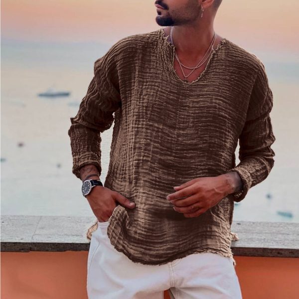 7b4a03f4c7d0fb63d256e7d8fbdff3a8a9de3ee0731b5153378d2714d96b968b.jpg Men's Linen Simple Long-sleeved Shirt