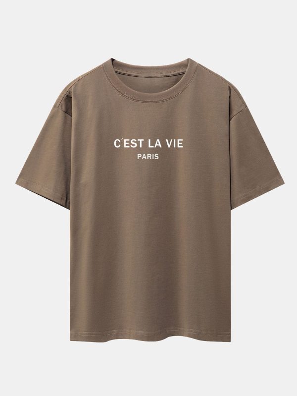 7b6c43f3bdb6174cb804f7cb9c3ab8e4d81cddbf158aa0d528d73b13f17e8857.jpg Paris Letter Print Dropped Shoulders Oversize T-Shirt