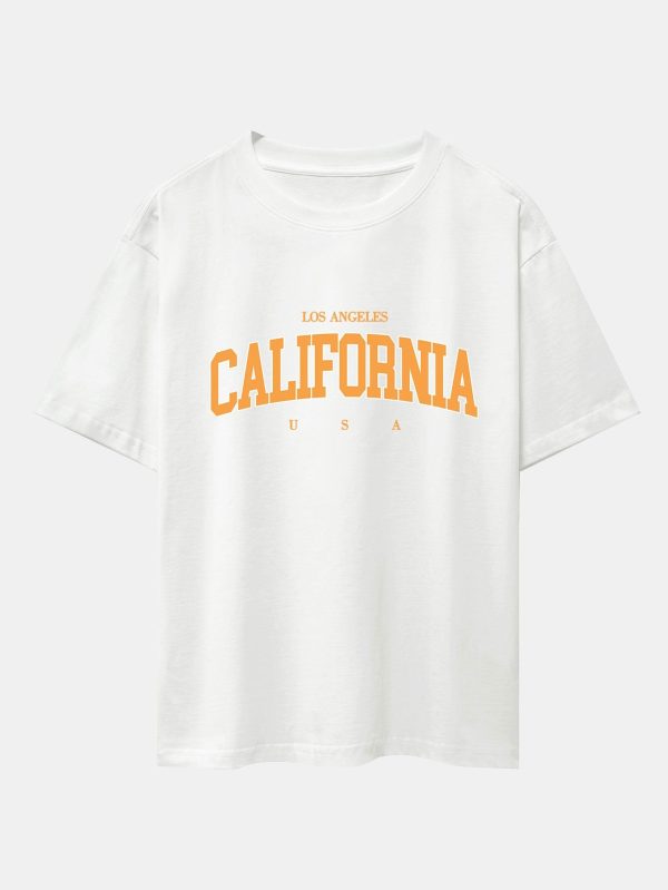 7b74a71ee69b1eee53f85f58c347fed7047f29274c33669cc40bfcdce6156b48.jpg Los Angeles California Print Drop Shoulder Oversize T-Shirt