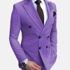 Elegant Plain Lapel Collar Double Breasted Blazer & Pants 2Pcs Set