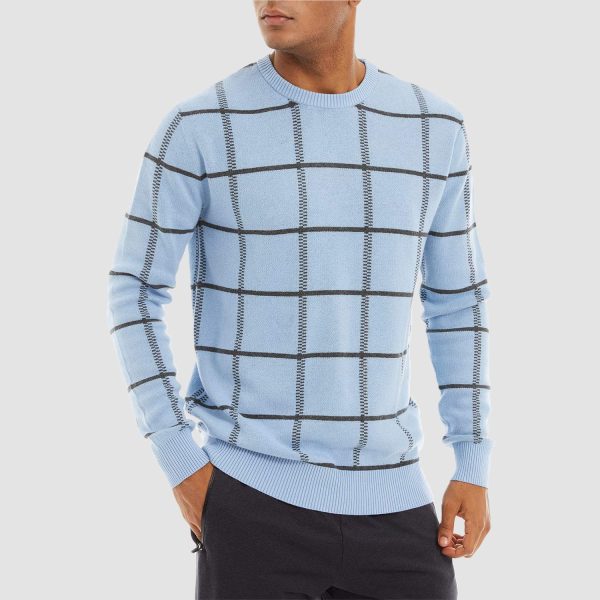 7db768b962f949b810cd7e6f6b9263c4ca717451b068681fa160261ff2c5fcc7.jpg Men's Casual Knitted Sweaters Crewneck Pullover Cotton Sweatshirt Soft Lightweight Autumn