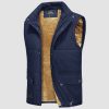 Men's Outerwear Vests Sleeveless Winter Stand Collar Padded Vest Warm Fleece Lined