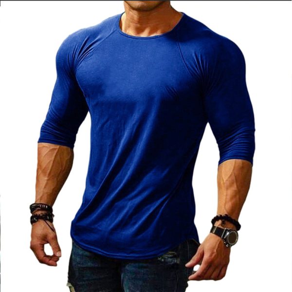 8499bf409367fd6ad6df64ddbd72c0a999653e4551ed9715d9c14b55eac77c12.jpg Slim Simple Casual Plain Men's T-Shirt