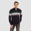 86fbe9b388ae4a9a901d63053cf1df5ec730532eeb75ff5b3536691c62cc0b28.jpg Men's Sweater Half Zipper Turtleneck Warm Pullover Slim Fit Casual Comfortable Striped Knitted Sweaters