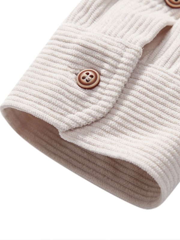 Long Sleeve Polo Collar Corduroy Shirt
