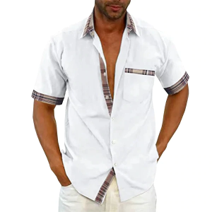 9154606901ab477344034e933426326f3e4ab336805fa2ba57846db81c00ac0c.png EvalonrealmTM Men's Casual Plaid Collar Button Summer Shirt