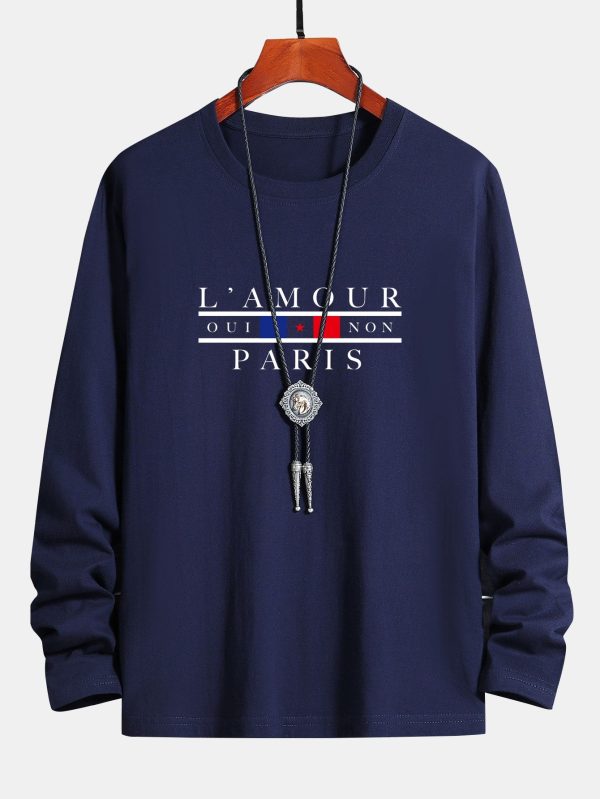 9210a810bc7f1b1963d94f1b754fccd20403f94dc65ab3a2d43ccd9dde201734.jpg Long Sleeve Paris Slogan Print Cotton T-Shirt