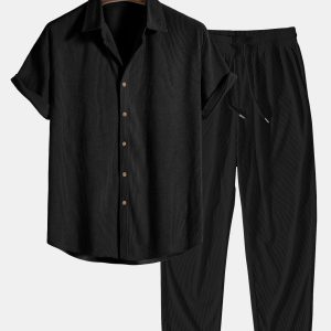 9295cc19f75ce0b7c7db6032c728792f1fedc8c9961c6254f61754ae54b0b503.jpg Corduroy Button Up Short Sleeved Shirt & Straight Leg Corduroy Pants