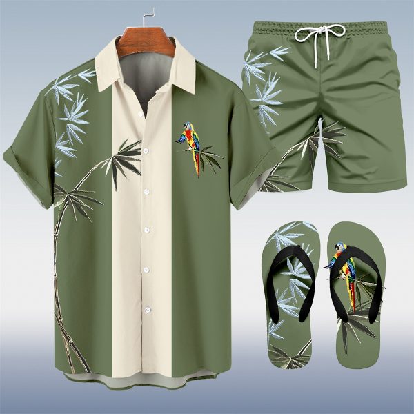 9296047e66ca5c9e2f8b366ad65e4fa6ff8af9c09778bfe37d7c636e3b36c275.jpg Men's Hawaii Vacations Print Shirt Three-Piece Set 053