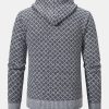 Diamond Pattern Zip Hooded Sweater