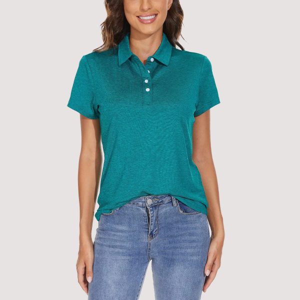 9604ff3841bd45a16dd83a70bd72bf7d1229a15f4fa00fb7406144863b591bfe.jpg Women's Polo T-Shirts 4-Button Moisture Wicking Athletic Tee Shirts