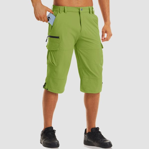 Men's Workout Gym Shorts with 7 Pockets Quick Dry 3/4 Capri for Hiking