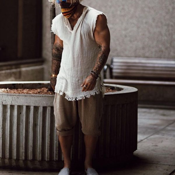9897ccaf329fc1d1f75d7f1f3ef4a30003849cc8e8e12deb8429ba36b0562e69.jpg Men's Linen Holiday Plain Tank Top