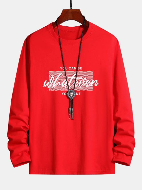 Long Sleeve Slogan Print Cotton T-Shirt