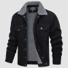 Men's Corduroy Jacket Sherpa Lined Cargo Jackets Cotton Turn Down Collar Winter Warm Casual Work Coat with 5 Pockets