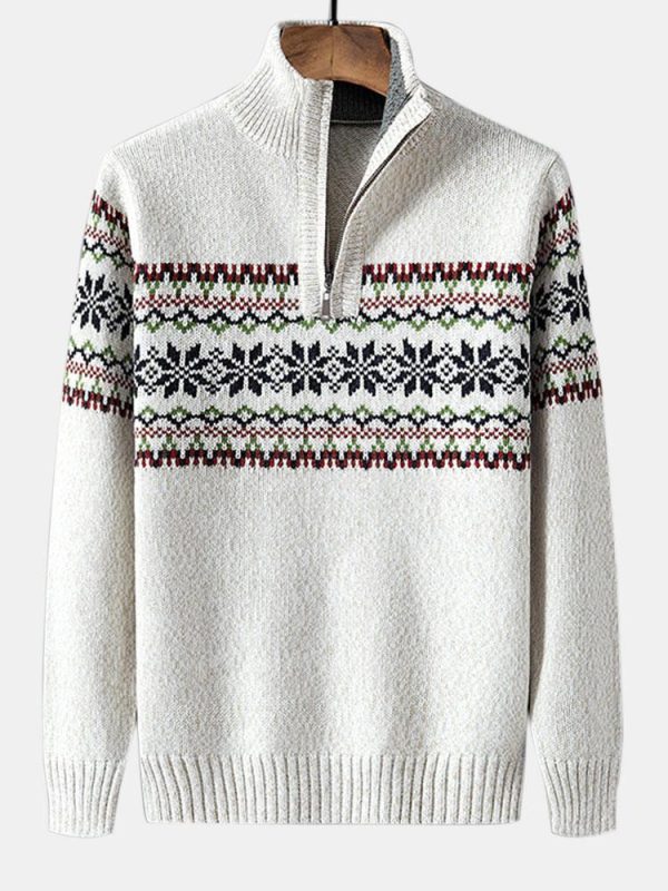99e0f0c30e8ebafd523b998885b1ea10f09f9a3c1a585894d2463f02e5935c6c.jpg Christmas Geometric Print Half Zip Sweater
