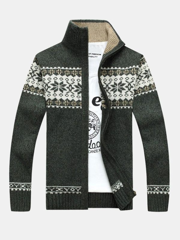 9b0c58e8e85a040d291e07206c0662565bf86f1151bf105b1057aadbae925fe7.jpg Christmas Geometric Print Zip Up Sweater