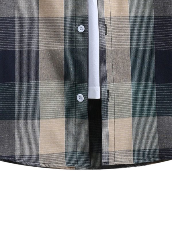 Contrast Hoodie Plaid Shirt